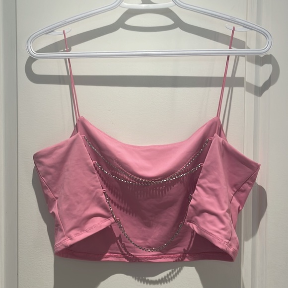 pink crop criss cross sequin back 💓💎 - Picture 4 of 7